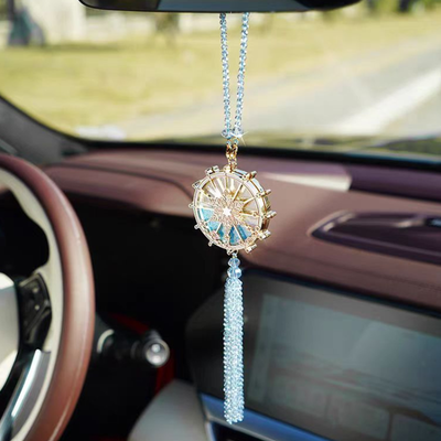 High-End Exquisite Ferris Wheel Liquid Sand Crystal Car Rearview Mirror Pendant Interior Decoration