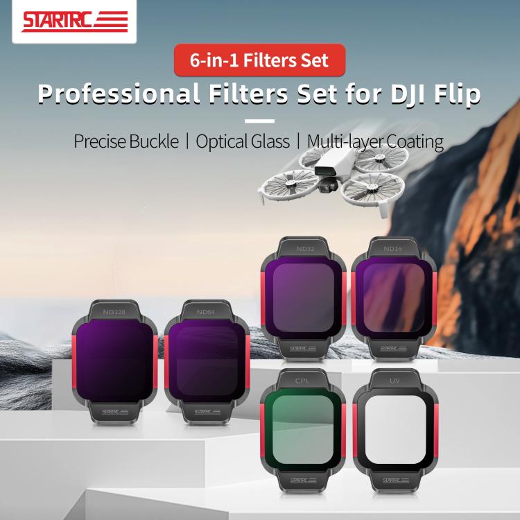 Load image into Gallery viewer, DJI Flip STARTRC 6-in-1 ND16 ND32 ND64 ND128 CPL UV Lens Filter Set
