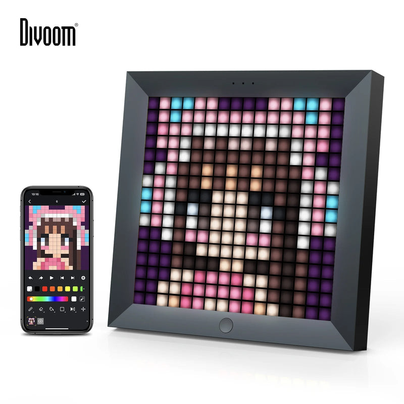 Load image into Gallery viewer, Divoom Pixoo - Pixel Art Digital Picture Frame with 16x16 LED Display APP Control Clock Box - Desk Mount for Gaming Room &amp; Bedside Table
