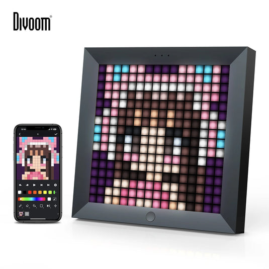 Divoom Pixoo - Pixel Art Digital Picture Frame with 16x16 LED Display APP Control Clock Box - Desk Mount for Gaming Room & Bedside Table