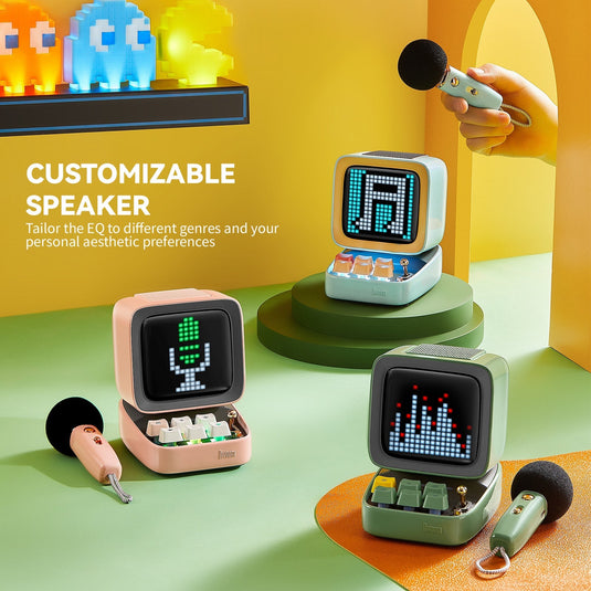 Divoom Ditoo-Mic Mini Karaoke Machine Pixel Art Singing Bluetooth Speaker With Pixel Display, Microphone