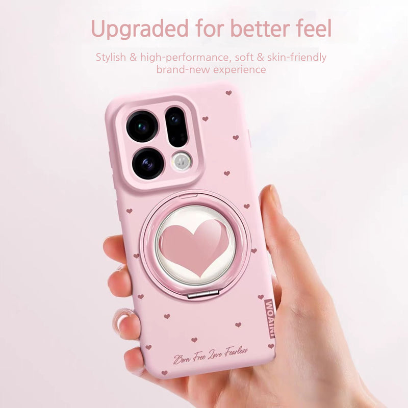 Load image into Gallery viewer, [Built-in Stand][With Hand Strap] Oppo Find X9/Pro - Heart-shaped Liquid Silicone Shockproof Phone Case
