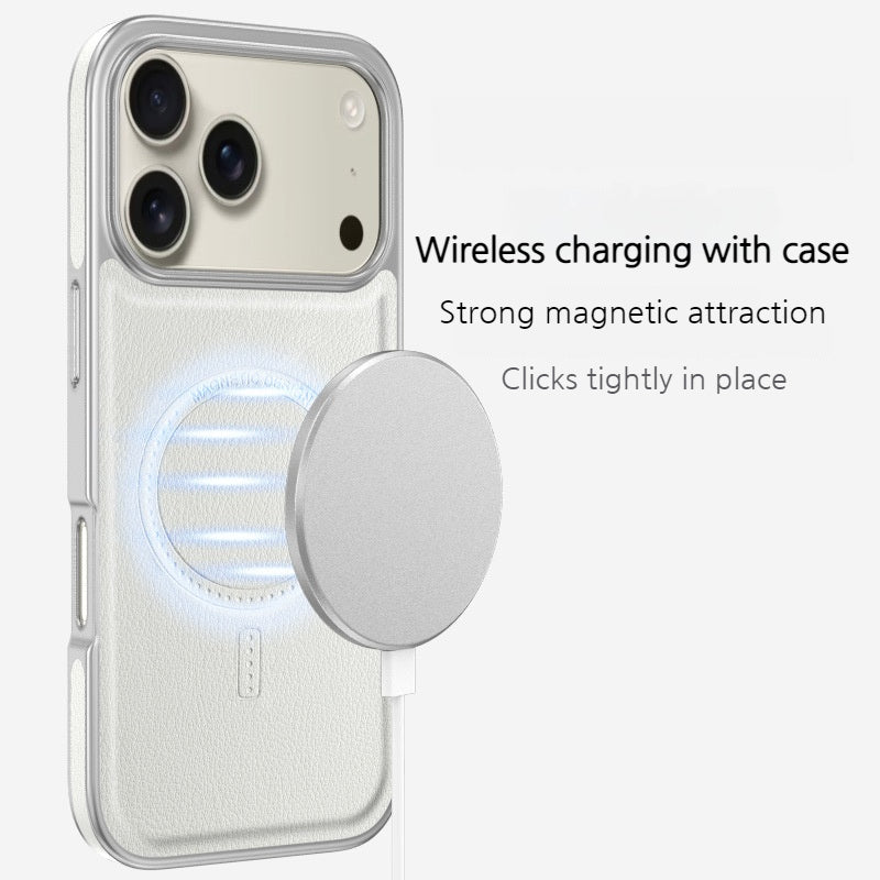 Load image into Gallery viewer, [Magsafe Compatible] Apple iPhone 17/Air/Pro/Max Micro-sanded Electroplated Leather Essentials Series Case

