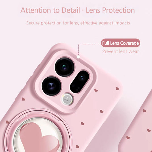 [Built-in Stand][With Hand Strap] Oppo Find X9/Pro - Heart-shaped Liquid Silicone Shockproof Phone Case