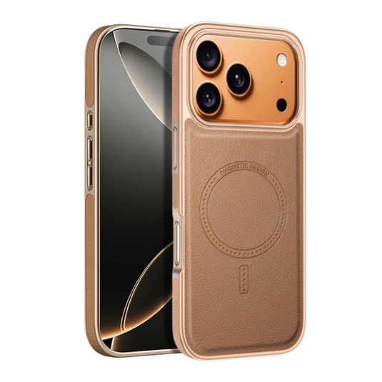 [Magsafe Compatible] Apple iPhone 17/Air/Pro/Max Micro-sanded Electroplated Leather Essentials Series Case