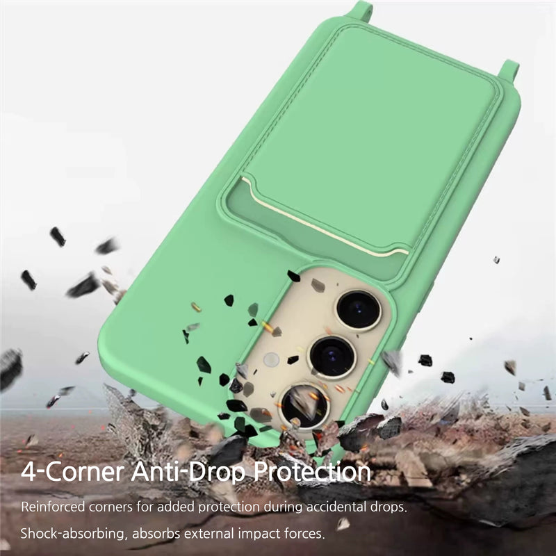 Load image into Gallery viewer, [Built-in Card Slot] Samsung Galaxy A56 - Liquide Silicone Shockproof Case With Lanyard
