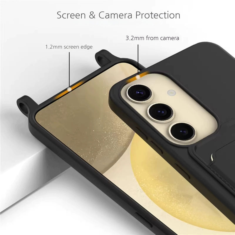 Load image into Gallery viewer, [Built-in Card Slot] Samsung Galaxy A56 - Liquide Silicone Shockproof Case With Lanyard
