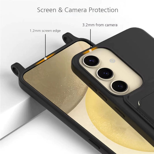 [Built-in Card Slot] Samsung Galaxy A56 - Liquide Silicone Shockproof Case With Lanyard