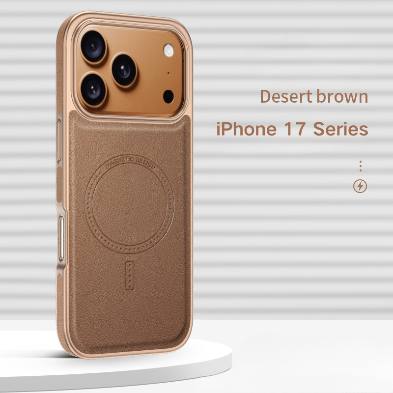 Load image into Gallery viewer, [Magsafe Compatible] Apple iPhone 17/Air/Pro/Max Micro-sanded Electroplated Leather Essentials Series Case
