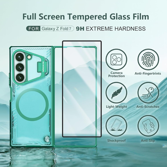 [Magsafe Compatible][With Lens Holder] Samsung Galaxy Z Fold7 Iceblade FoId Shockproof Case with 1 PCS Tempered Glass Screen Protector