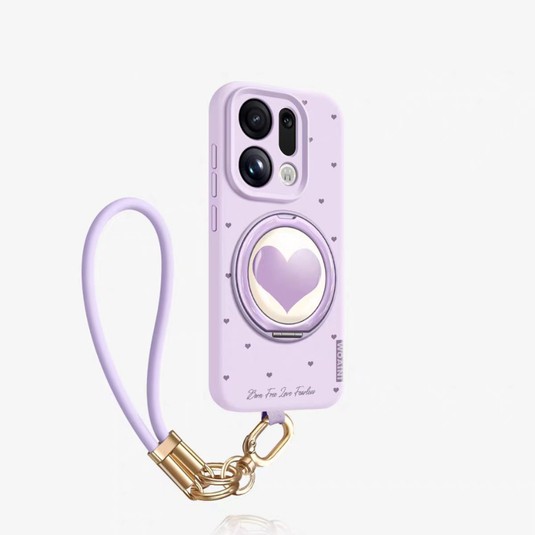 [Built-in Stand][With Hand Strap] Oppo Find X9/Pro - Heart-shaped Liquid Silicone Shockproof Phone Case