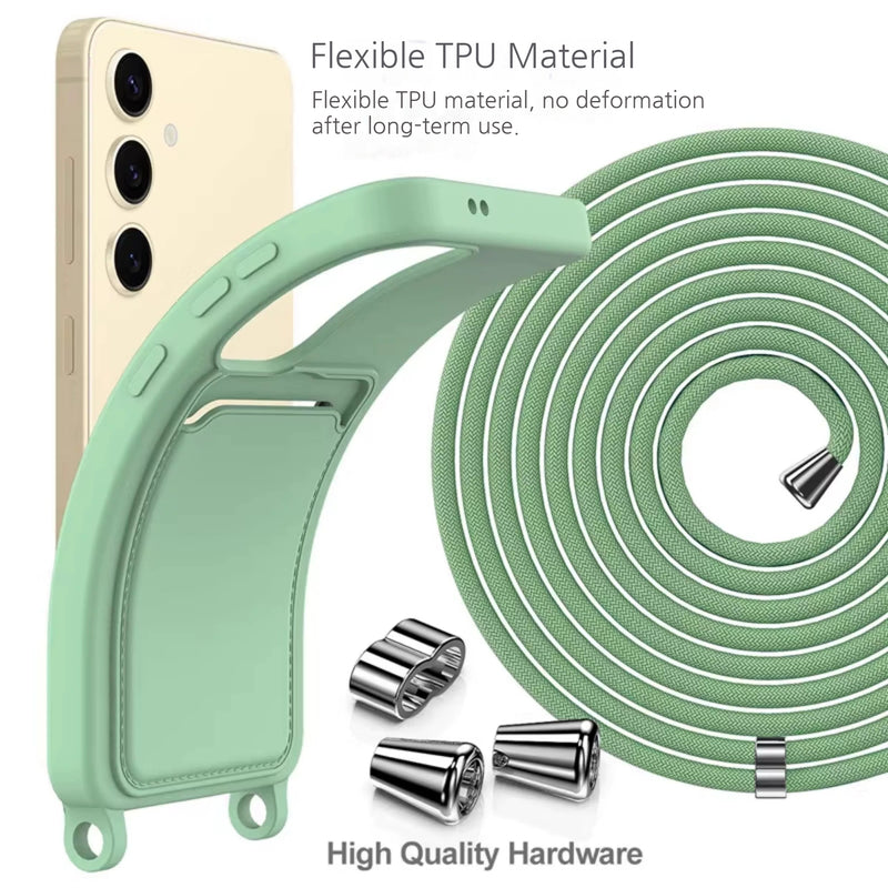 Load image into Gallery viewer, [Built-in Card Slot] Samsung Galaxy A56 - Liquide Silicone Shockproof Case With Lanyard
