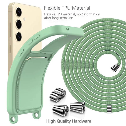 [Built-in Card Slot] Samsung Galaxy A56 - Liquide Silicone Shockproof Case With Lanyard