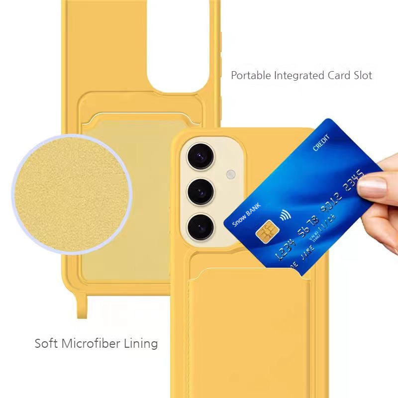 Load image into Gallery viewer, [Built-in Card Slot] Samsung Galaxy A56 - Liquide Silicone Shockproof Case With Lanyard
