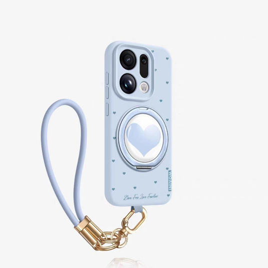 [Built-in Stand][With Hand Strap] Oppo Find X9/Pro - Heart-shaped Liquid Silicone Shockproof Phone Case