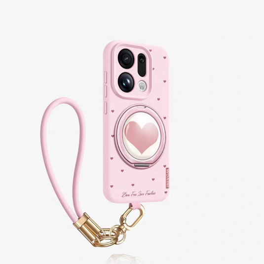 [Built-in Stand][With Hand Strap] Oppo Find X9/Pro - Heart-shaped Liquid Silicone Shockproof Phone Case