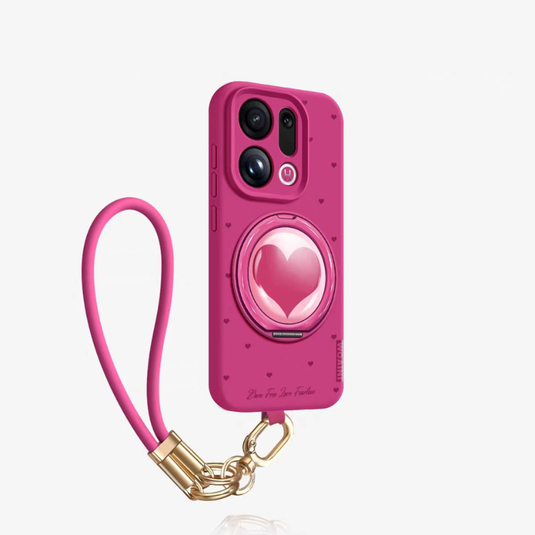 [Built-in Stand][With Hand Strap] Oppo Find X9/Pro - Heart-shaped Liquid Silicone Shockproof Phone Case