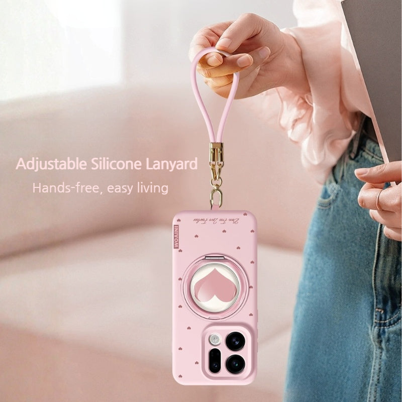 Load image into Gallery viewer, [Built-in Stand][With Hand Strap] Oppo Find X9/Pro - Heart-shaped Liquid Silicone Shockproof Phone Case
