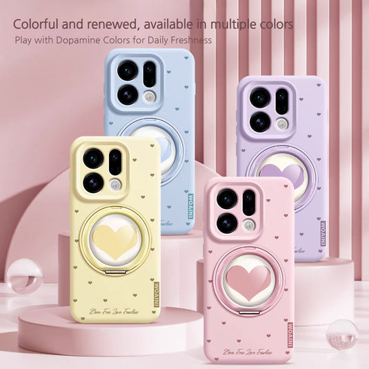 [Built-in Stand][With Hand Strap] Oppo Find X9/Pro - Heart-shaped Liquid Silicone Shockproof Phone Case