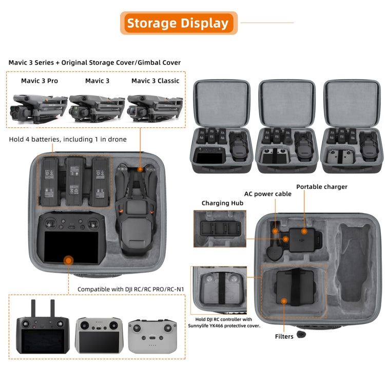 Load image into Gallery viewer, DJI Mavic 3 Pro / 3 Classic / 3 Sunnylife Storage Bag Handbag Kit
