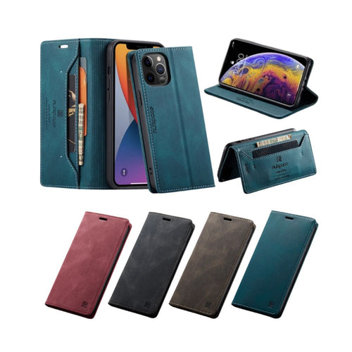 [With Card Slot][Adjustable Bracket] Apple iPhone 11/Pro/Max - Foldable Anti-slip Anti-drop PU Leather Flip Wallet Series Stand Case