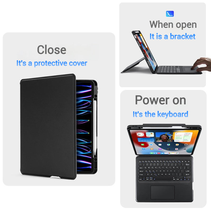 Load image into Gallery viewer, [Detachable][Built-in Pencil Slot] Apple iPad Air 3 10.5&#39;&#39; 3rd Gen (2019) Wireless Bluetooth Touchpad Keyboard Case
