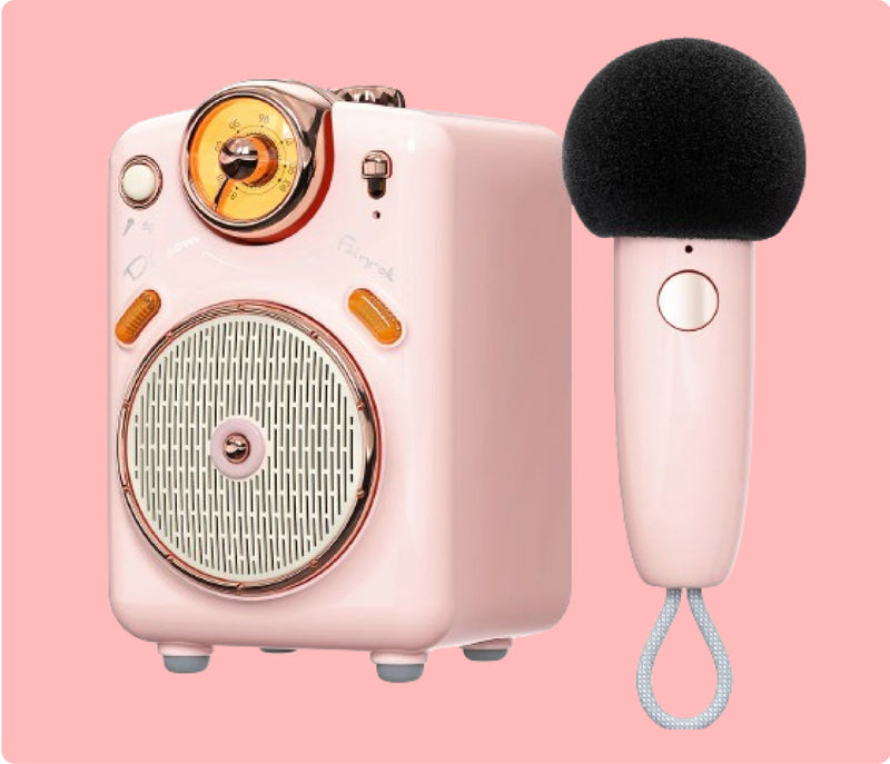 Load image into Gallery viewer, Divoom Fairy-OK Retro Mini Karaoke Bluetooth Speaker With Microphone Girl Perfect Gift
