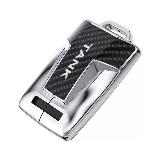 Great Wall Zinc Alloy + Carbon Fiber Texture Car Key Fob Case Cover For Tank 300, 400, 500