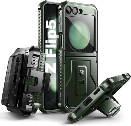 [Built-in Kickstand] Samsung Galaxy Z Flip 5/4/3 - Shockproof Rugged Case Full-Body Bumper Protective Heavy Duty Case