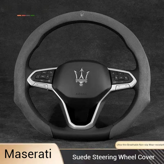 [38 CM] Maserati Suede Car Steering Wheel Covers With Logo For Levante, Ghibli - i-Station Mobile Phone & Electronic Device Repair and Accessories
