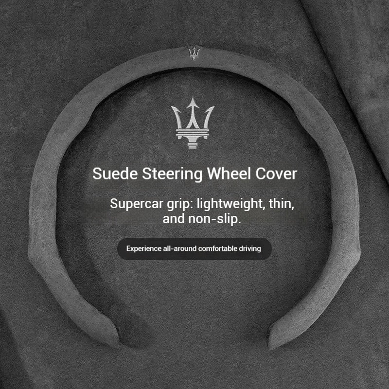 Load image into Gallery viewer, [38 CM] Maserati Suede Car Steering Wheel Covers With Logo For Levante, Ghibli - i-Station Mobile Phone &amp; Electronic Device Repair and Accessories
