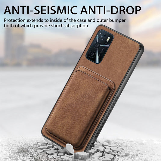 [With Card Slot] OPPO A5 Pro 5G Full-Wrap PU Leather Magnetic Card Holder Phone Case