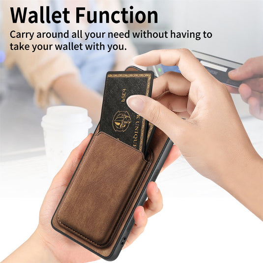 [With Card Slot] OPPO A5 Pro 5G Full-Wrap PU Leather Magnetic Card Holder Phone Case