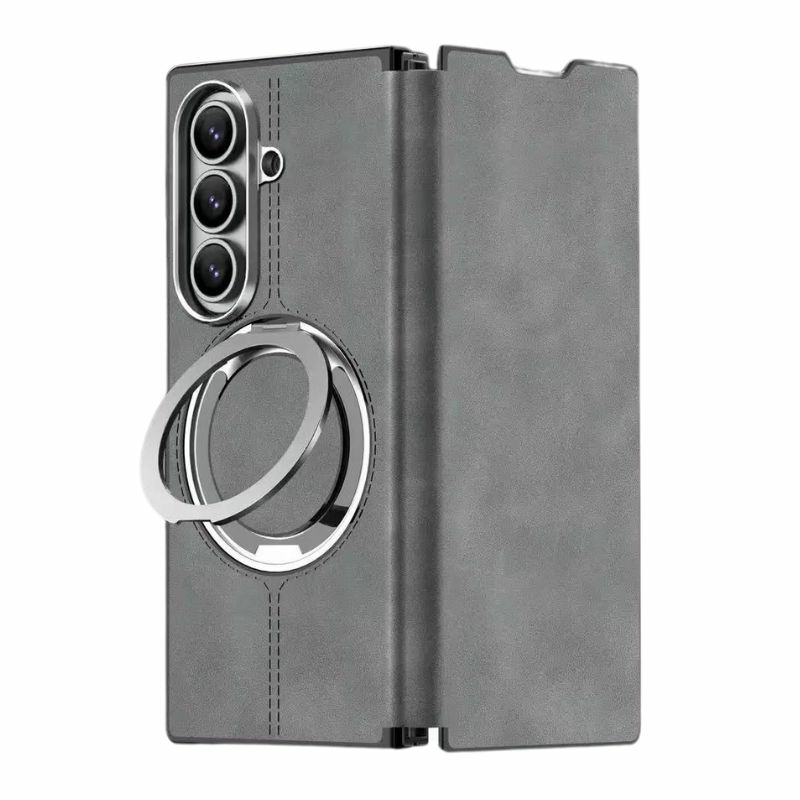 Load image into Gallery viewer, [Magsafe Compatible][Built-in Stand] Samsung Galaxy Z Fold7 - Unlon 360 Degree Rotating Stand Luxury Nappa-style Leather Foldable Magnetic Case
