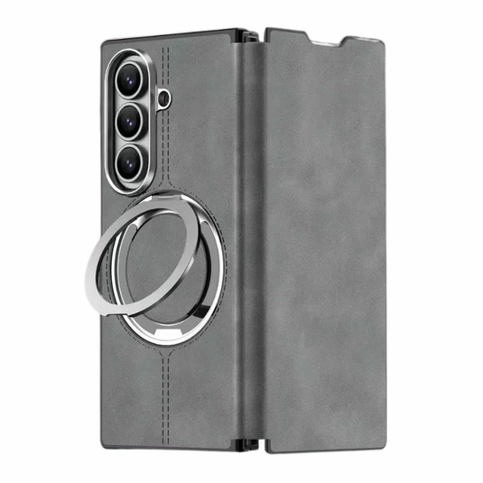 [Magsafe Compatible][Built-in Stand] Samsung Galaxy Z Fold7 - Unlon 360 Degree Rotating Stand Luxury Nappa-style Leather Foldable Magnetic Case