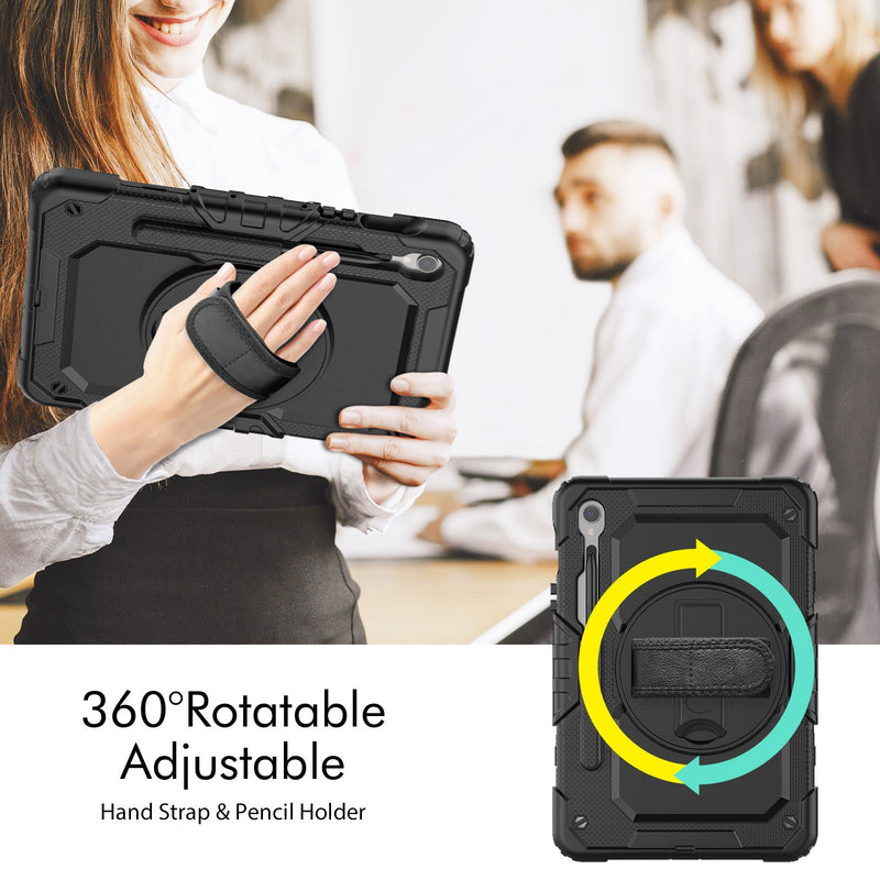 Load image into Gallery viewer, [Built-in 360° Rotating Hand Strap &amp; Stand] Samsung Galaxy Tab S10 Lite (2025) 10.9&quot; Shockproof With Screen Protector Pencil Holder Heavy Duty Series Case
