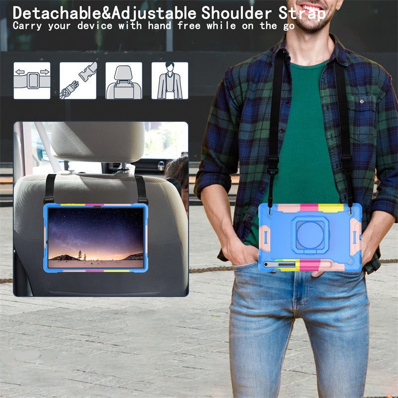 Load image into Gallery viewer, [Built-in Shoulder Strap][With Pen Slot] Samsung Galaxy Tab A9 Plus 11&quot; 2023 EVA Friendly Heavy Duty Ring Holder Stand Case

