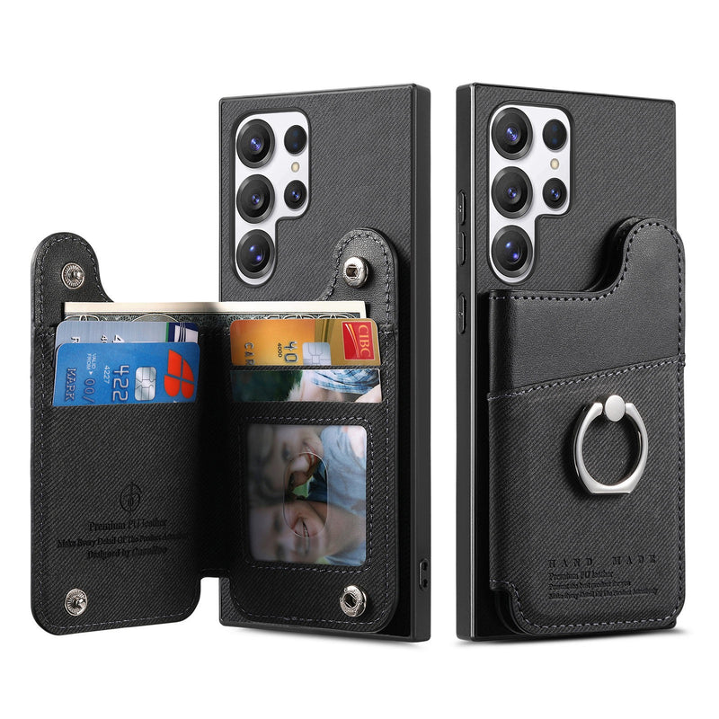 Load image into Gallery viewer, [Built-in Ring Kickstand][With Card Slot] Samsung Galaxy S25/Plus/Ultra/Edge Stylish Shockproof Wallet Series Case
