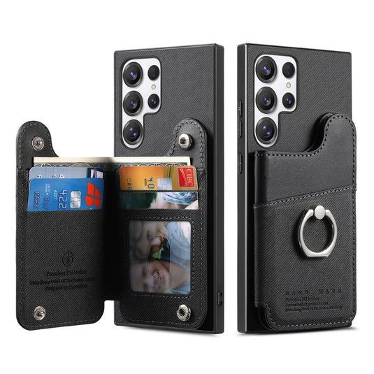 [Built-in Ring Kickstand][With Card Slot] Samsung Galaxy A17 (SM-A176) Stylish Shockproof Wallet Series Case