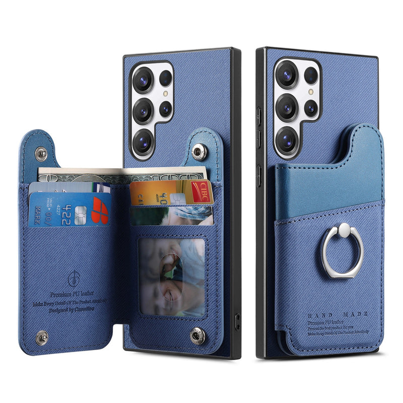 Load image into Gallery viewer, [Built-in Ring Kickstand][With Card Slot] Samsung Galaxy S25/Plus/Ultra/Edge Stylish Shockproof Wallet Series Case
