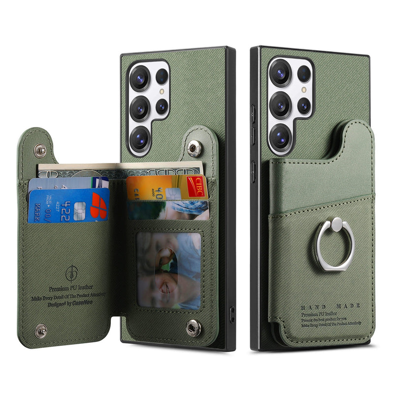Load image into Gallery viewer, [Built-in Ring Kickstand][With Card Slot] Samsung Galaxy S25/Plus/Ultra/Edge Stylish Shockproof Wallet Series Case
