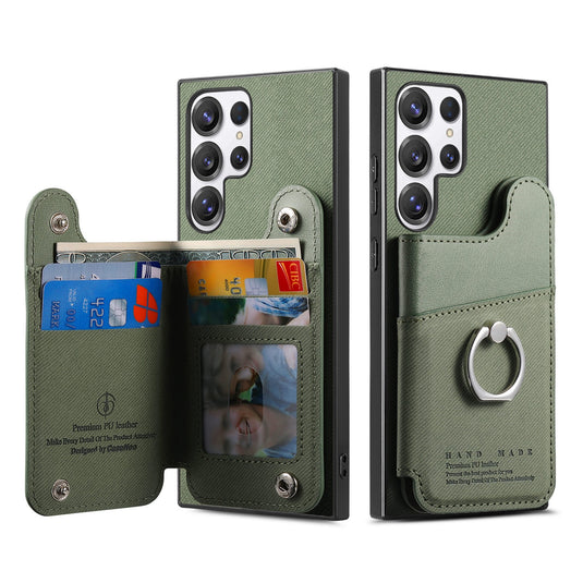 [Built-in Ring Kickstand][With Card Slot] Samsung Galaxy S25/Plus/Ultra/Edge Stylish Shockproof Wallet Series Case