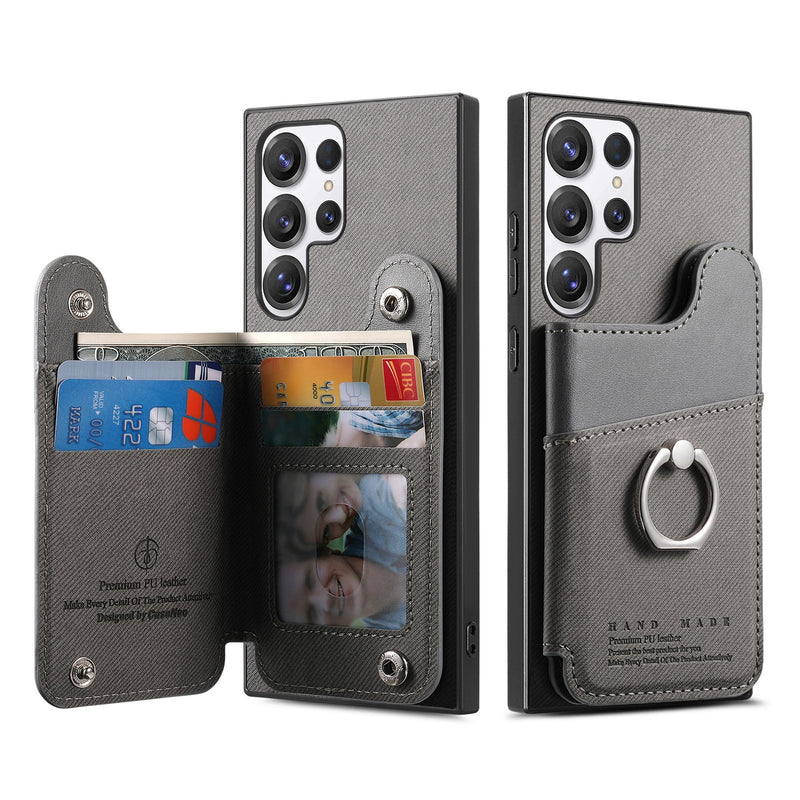 Load image into Gallery viewer, [Built-in Ring Kickstand][With Card Slot] Samsung Galaxy S25/Plus/Ultra/Edge Stylish Shockproof Wallet Series Case
