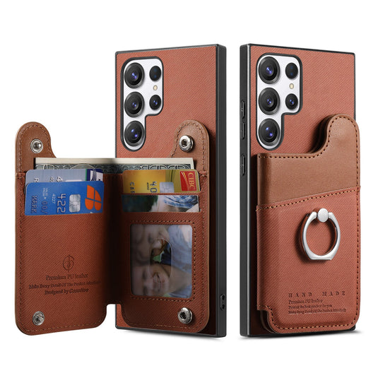 [Built-in Ring Kickstand][With Card Slot] Samsung Galaxy S25/Plus/Ultra/Edge Stylish Shockproof Wallet Series Case