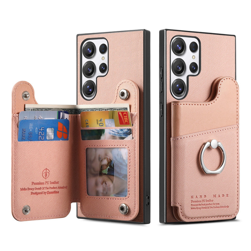 Load image into Gallery viewer, [Built-in Ring Kickstand][With Card Slot] Samsung Galaxy S25/Plus/Ultra/Edge Stylish Shockproof Wallet Series Case
