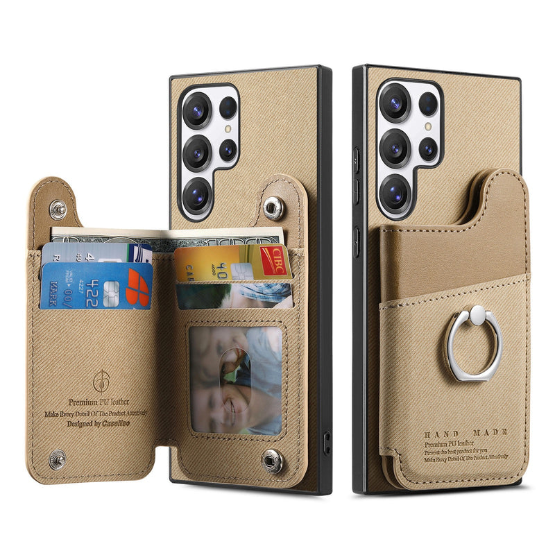 Load image into Gallery viewer, [Built-in Ring Kickstand][With Card Slot] Samsung Galaxy S25/Plus/Ultra/Edge Stylish Shockproof Wallet Series Case
