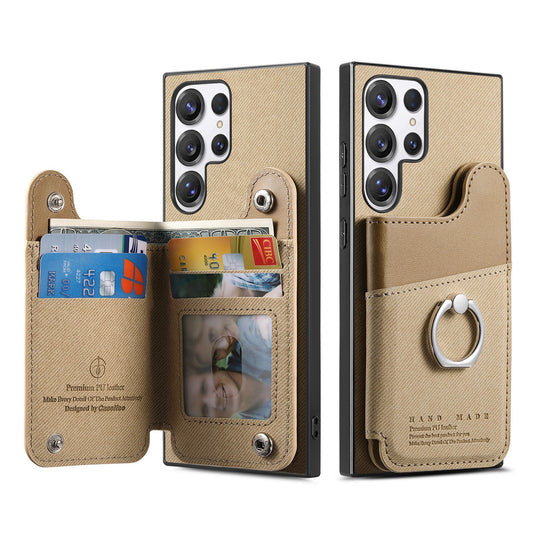 [Built-in Ring Kickstand][With Card Slot] Samsung Galaxy S25/Plus/Ultra/Edge Stylish Shockproof Wallet Series Case