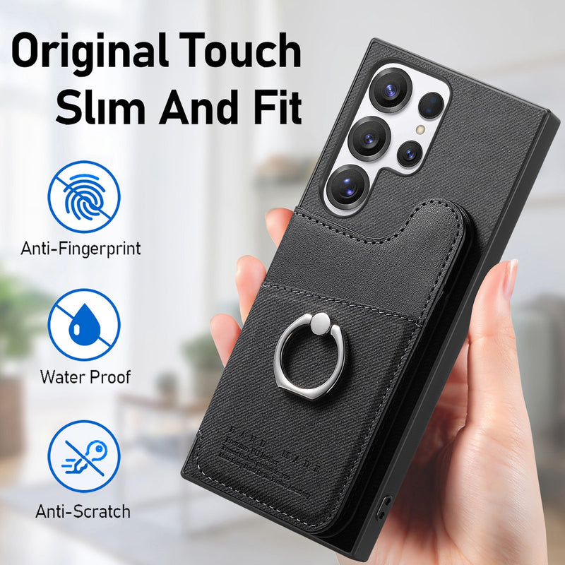 Load image into Gallery viewer, [Built-in Ring Kickstand][With Card Slot] Samsung Galaxy S25/Plus/Ultra/Edge Stylish Shockproof Wallet Series Case
