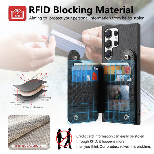 [Built-in Ring Kickstand][With Card Slot] Samsung Galaxy S25/Plus/Ultra/Edge Stylish Shockproof Wallet Series Case
