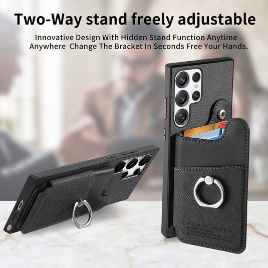 [Built-in Ring Kickstand][With Card Slot] Samsung Galaxy S25/Plus/Ultra/Edge Stylish Shockproof Wallet Series Case